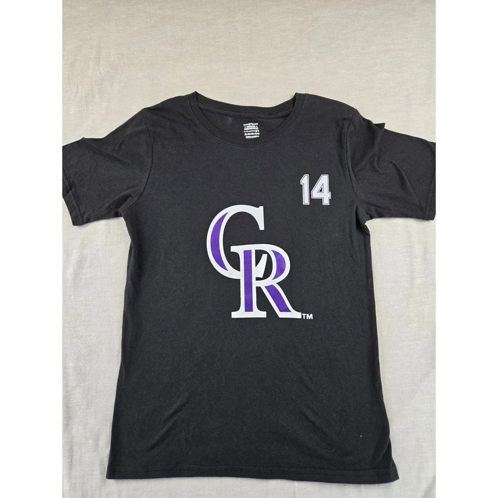MLB Colorado Rockies Ezequiel Tovar 14 Kids XL 16/18 Black Player T-Shirt
